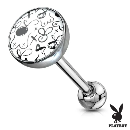 Piercing langue Playboy motif dessins