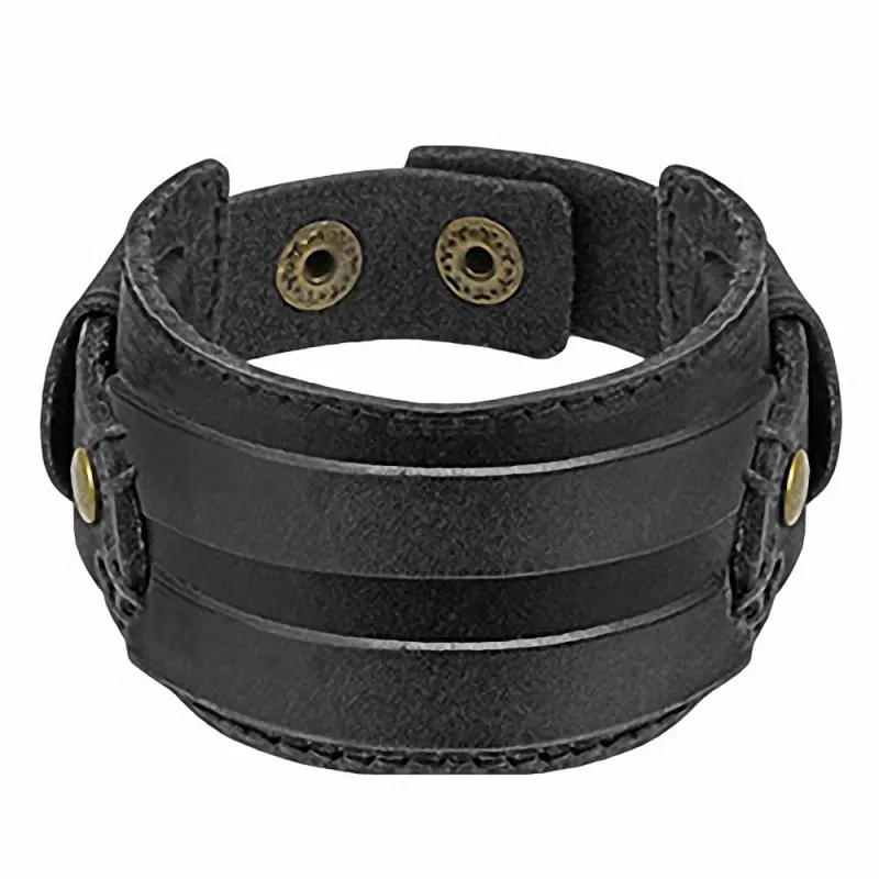 Bracelet Homme en Cuir Noir Ceinture