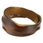 Bracelet Homme en Cuir Marron Bords Ecrasés