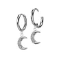 Boucles d'oreilles anneaux pendentif lune strass