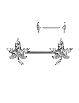 Piercing téton barbell feuilles