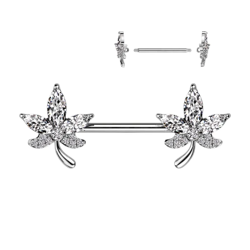 Piercing téton barbell feuilles