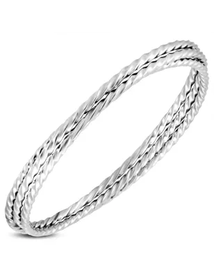 Bracelet triple enlacés acier argenté torsadé