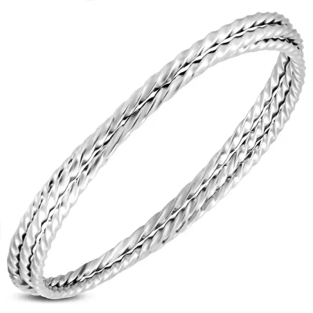 Bracelet triple enlacés acier argenté torsadé