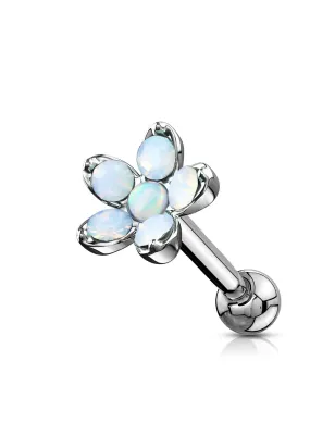 Piercing oreille hélix fleur opalite blanche