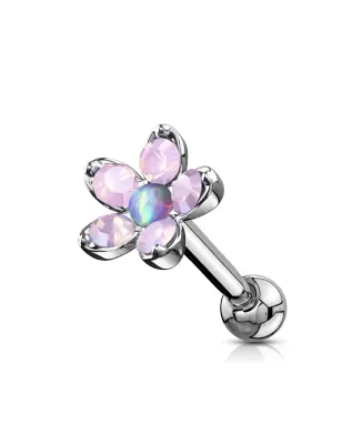 Piercing oreille hélix fleur opalite violette