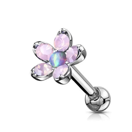 Piercing oreille hélix fleur opalite violette