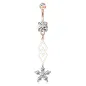 Piercing nombril pendentif losanges et fleur zircon plaqué or rose