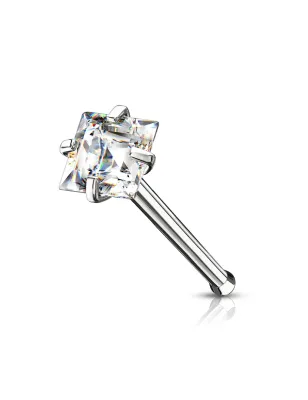 Piercing nez tige droite zircon blanc carré