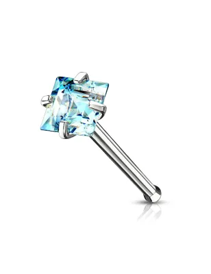 Piercing nez tige droite zircon turquoise carré