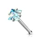 Piercing nez tige droite zircon turquoise carré