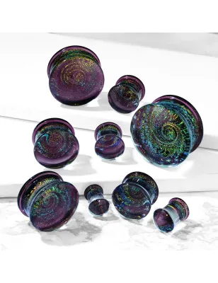 Piercing plug oreille verre galaxie violette