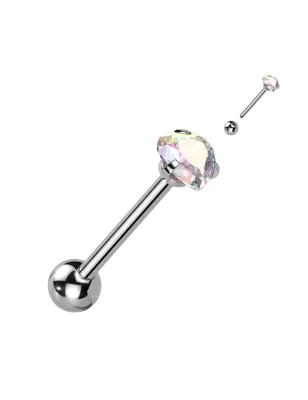 Piercing langue zirconium cœur aurore boréale