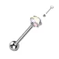 Piercing langue zirconium cœur aurore boréale