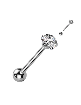 Piercing langue zirconium cœur blanc