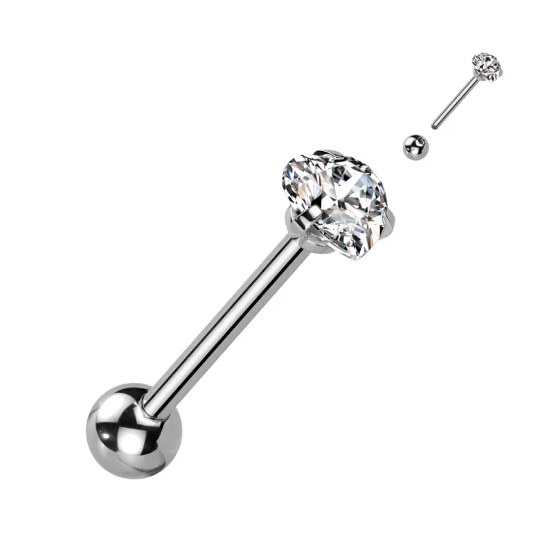 Piercing langue zirconium cœur blanc