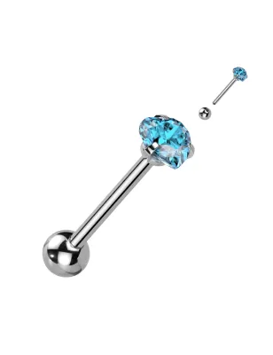 Piercing langue zirconium cœur turquoise