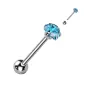 Piercing langue zirconium cœur turquoise