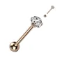 Piercing langue rosé zirconium cœur blanc