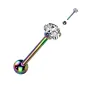 Piercing langue rainbow zirconium cœur blanc