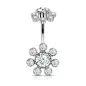 Piercing nombril double fleur cristaux blanc