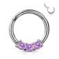 Piercing anneau daith septum 3 opales violettes