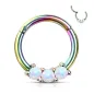 Piercing anneau daith septum rainbow 3 opales