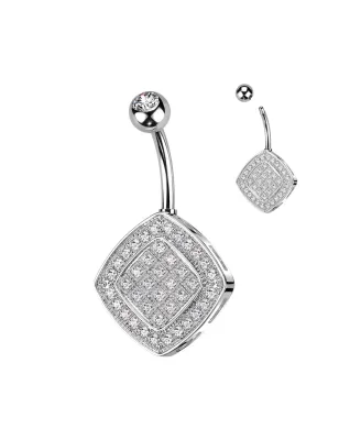 Piercing nombril losange pavé de zircon