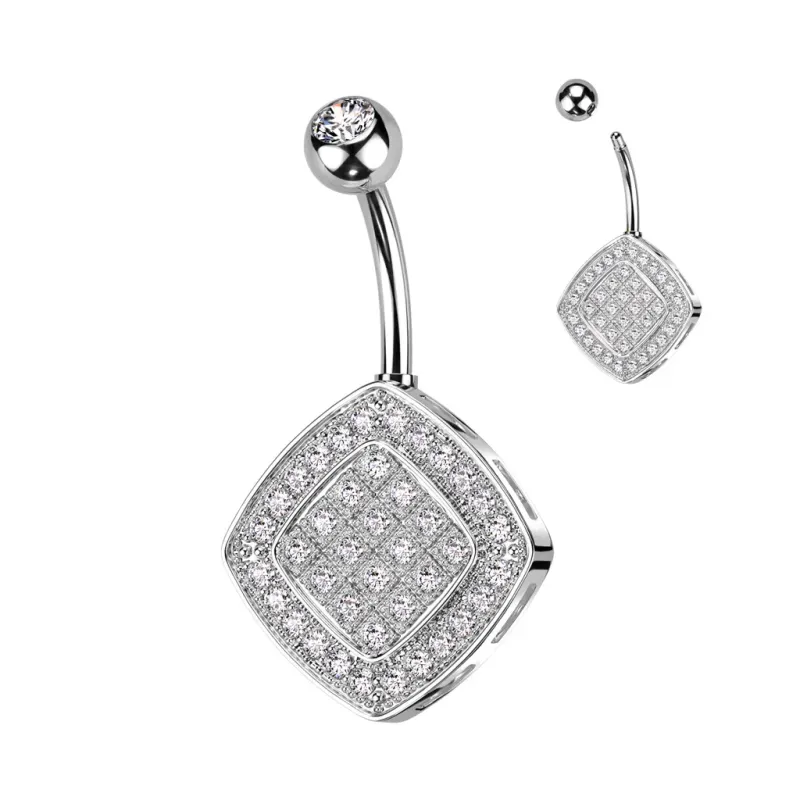 Piercing nombril losange pavé de zircon