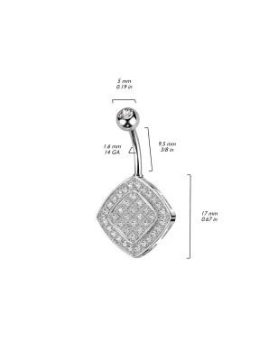 Piercing nombril losange pavé de zircon