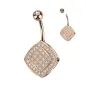 Piercing nombril losange pavé de zircon acier rosé