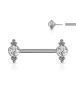 Piercing téton push-in zircon et billes