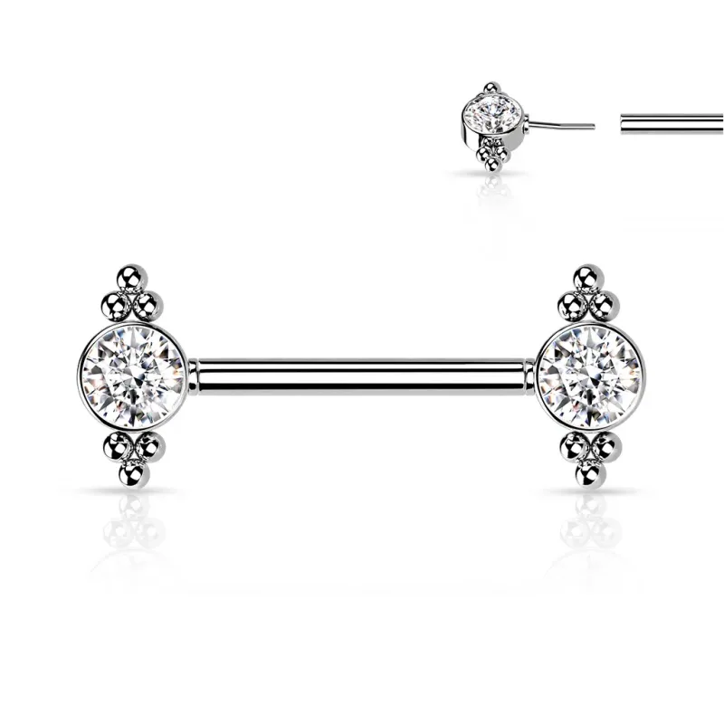 Piercing téton push-in zircon et billes