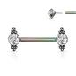 Piercing téton push-in zircon et billes rainbow