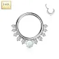 Piercing anneau or blanc 14 carats gemmes et opale frontale