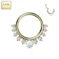 Piercing anneau or jaune 14 carats gemmes et opale frontale