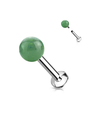 Piercing labret oreille pierre jade verte