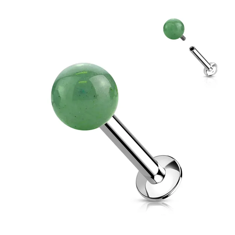 Piercing labret oreille pierre jade verte