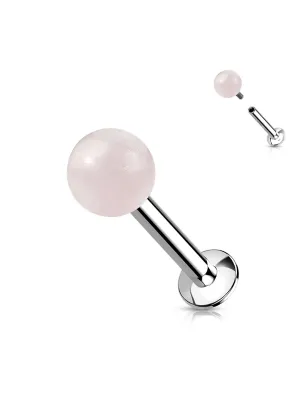 Piercing labret oreille pierre quartz rose