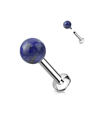 Piercing labret oreille pierre sodalite bleue