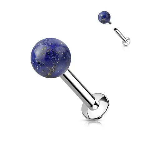 Piercing labret oreille pierre sodalite bleue