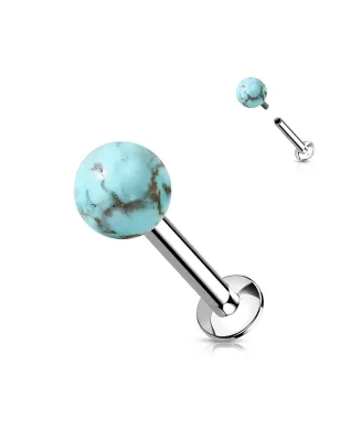 Piercing labret oreille pierre turquoise