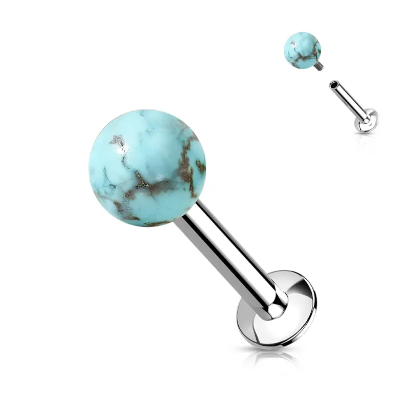 Piercing labret oreille pierre turquoise