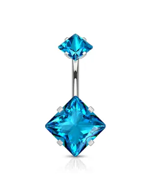 Piercing nombril double zircon carré turquoise