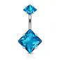 Piercing nombril double zircon carré turquoise