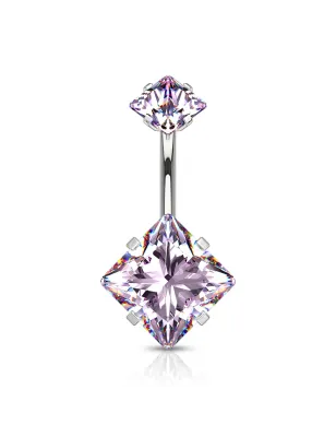 Piercing nombril double zircon carré tanzanite