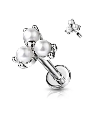 Piercing labret oreille trois perles