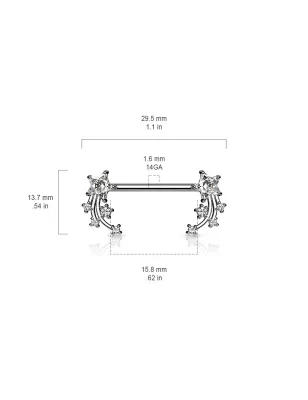 Piercing téton étoile filante strass blanc