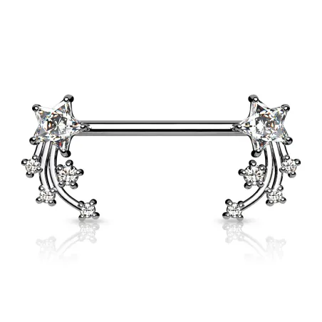 Piercing téton étoile filante strass blanc