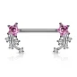 Piercing téton étoile filante strass rose